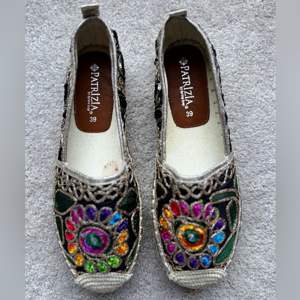 Patrizia by Spring Step, Women's Colorful Embroidered Espadrilles size 8 (39)